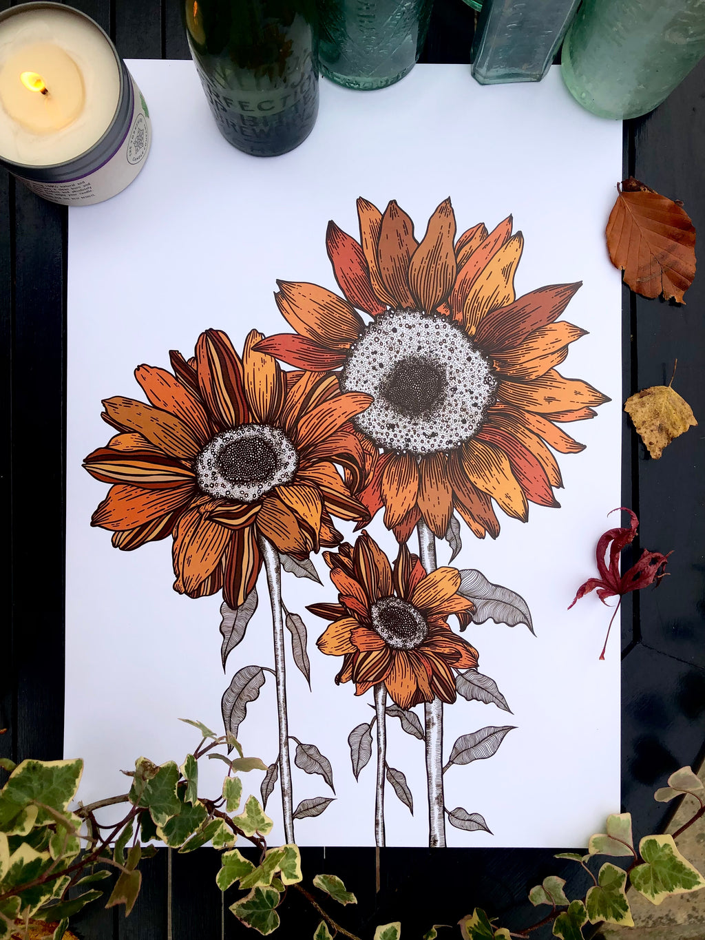 Sunflowers - Colour - A3 Print