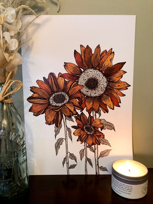 Sunflowers - Colour - A3 Print
